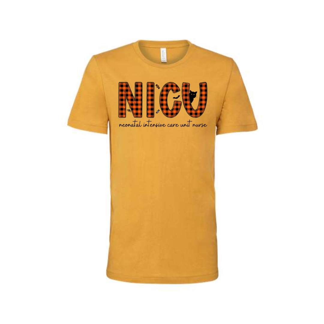 Adult  Tee | NICU | Neonatal Intensive Care Unit Nurse (Plaid)
