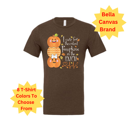 Adult Heather Tee | I Care For The Cutest Pumpkins In The Patch