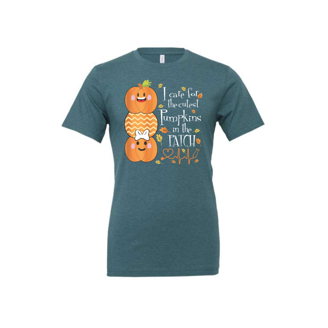 Adult Heather Tee | I Care For The Cutest Pumpkins In The Patch