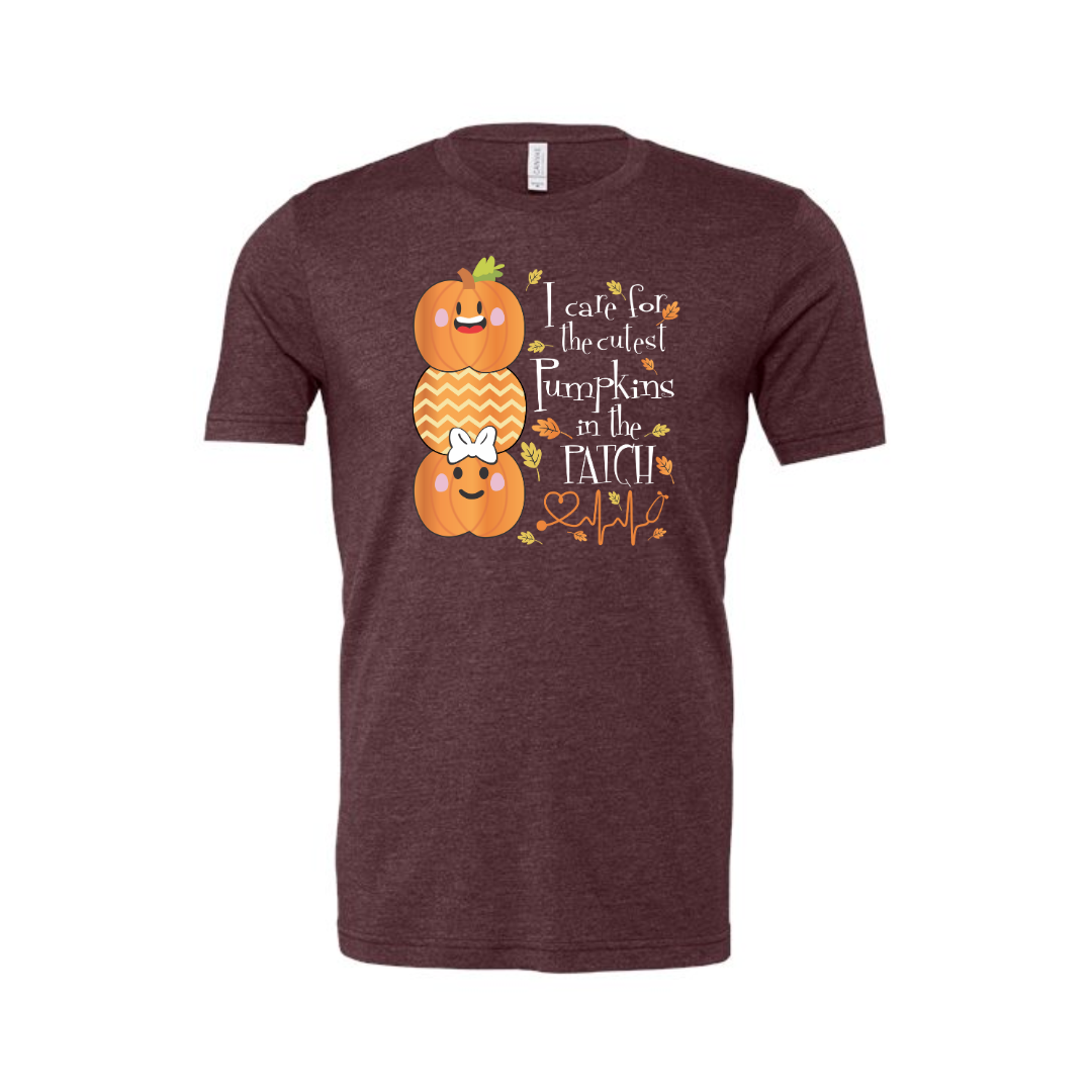 Adult Heather Tee | I Care For The Cutest Pumpkins In The Patch