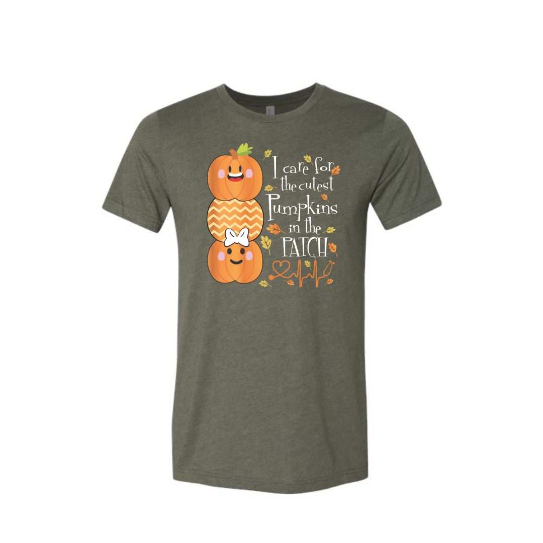 Adult Heather Tee | I Care For The Cutest Pumpkins In The Patch