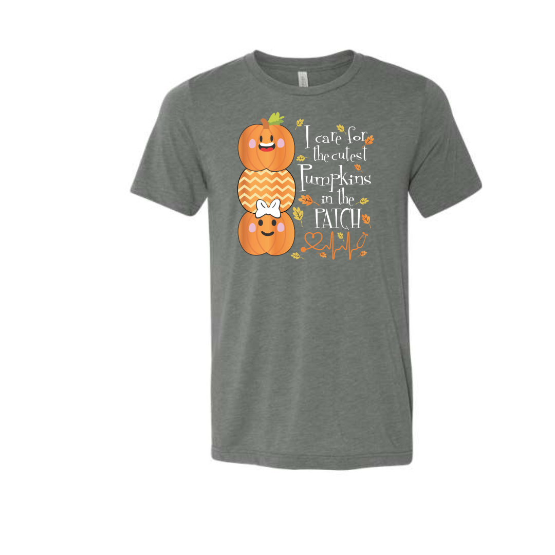 Adult Heather Tee | I Care For The Cutest Pumpkins In The Patch