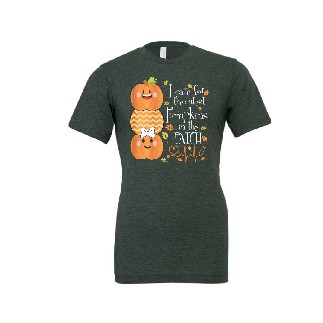 Adult Heather Tee | I Care For The Cutest Pumpkins In The Patch