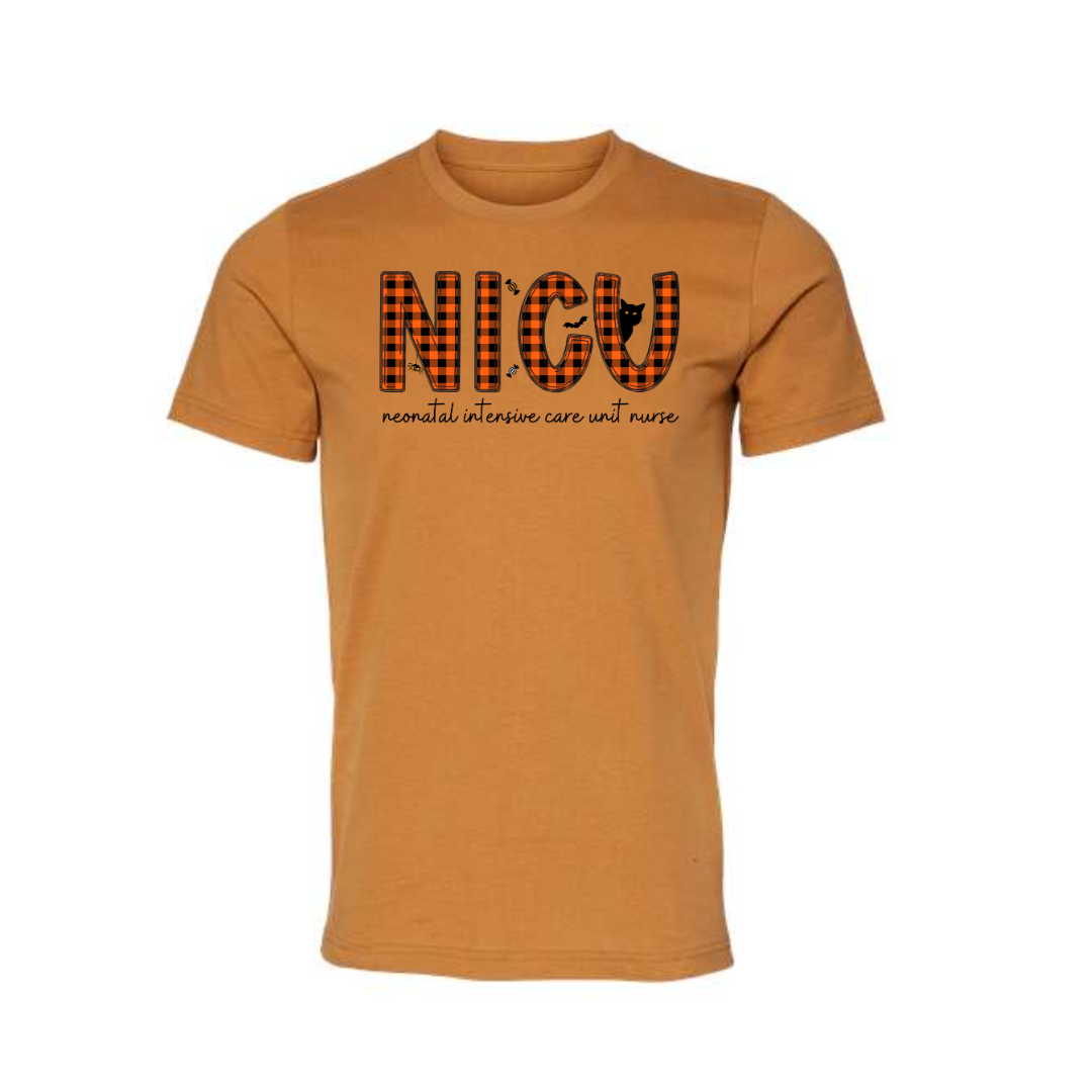 Adult  Tee | NICU | Neonatal Intensive Care Unit Nurse (Plaid)