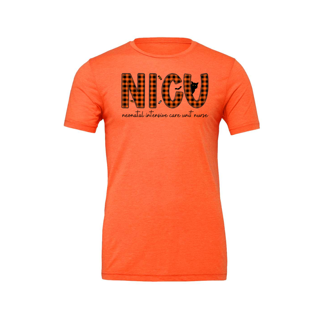 Adult  Tee | NICU | Neonatal Intensive Care Unit Nurse (Plaid)